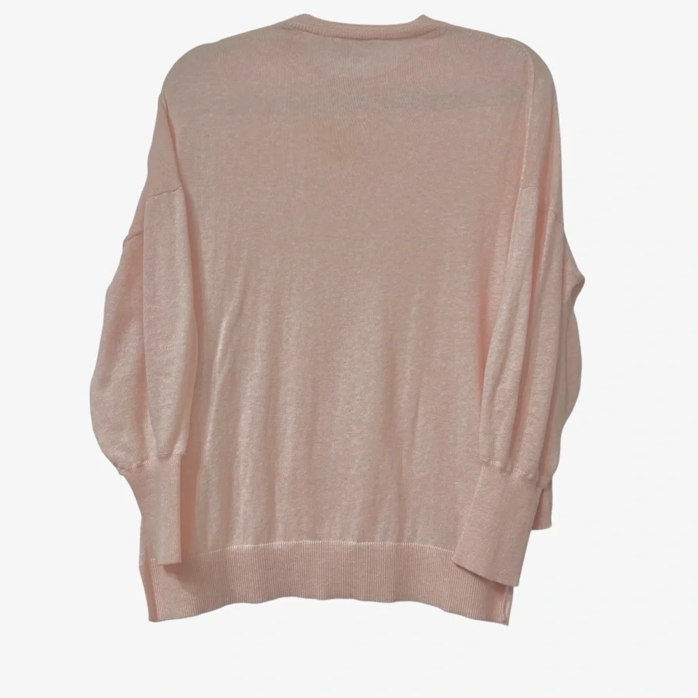 Ted Baker London Cotton Linen Blend Long Sleeve peach Jumper Pullover Sweater